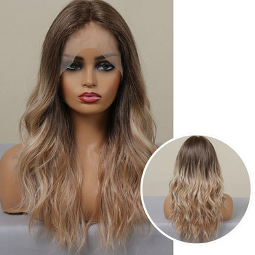 Luxury Ombre Light Brown & Blonde Front Lace Wig - 55 cm