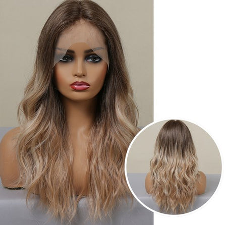 Luxury Ombre Light Brown &amp; Blonde Front Lace Wig - 55 cm