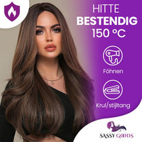 Donkerbruine pruik met lang haar - 70 cm