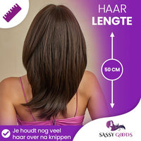 Chocolade bruine pruik met lagen - half lang haar - 50 cm