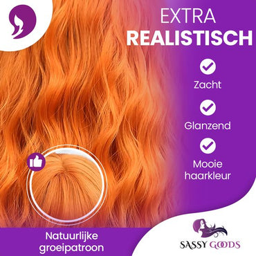 Oranje Pruik - half lang haar - 40 cm