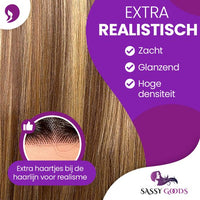 Luxe Bruine Pruik Lace Front Wig met Highlights - 75 cm