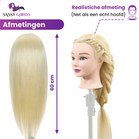 Blond Oefenhoofd Kappershoofd 50% Echt Haar