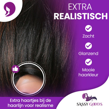 Lace Wig Zwart 30 cm Pruik Sassy Goods 