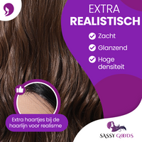 Luxe Donkerbruine Pruik Front Lace Wig - 66 cm