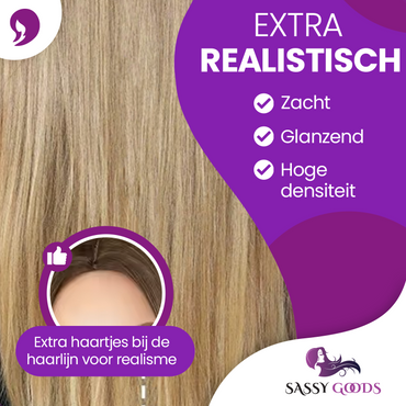 Donkerblonde Lange Pruik Steil - 85 cm