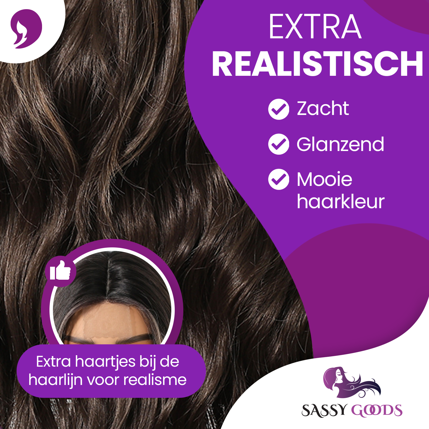 Bruine Lace Wig met Highlights