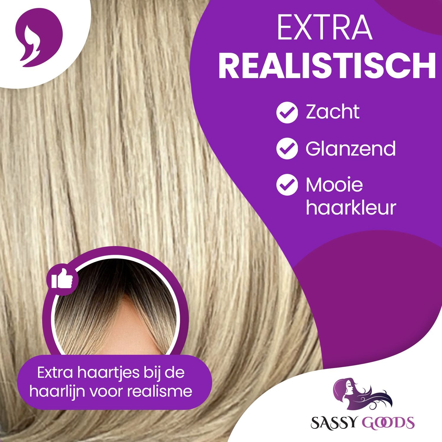 Blonde Pruik - Sassy Goods Pruiken Dames Kort Haar - Ombre - Wig - 30 cm Pruik Sassy Goods 