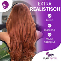 Koper Oranje Pruik met Pony Pruik Sassy Goods 