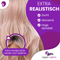 Lange Lichtroze Pruik 60 cm