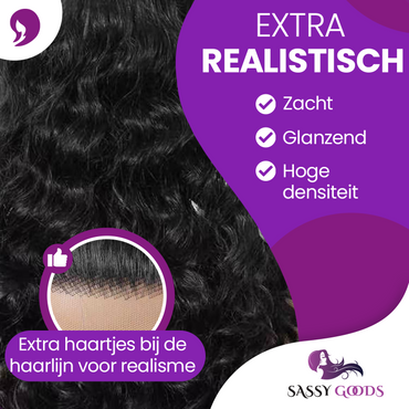 Luxe Lace Front Wig Zwart met Krullen