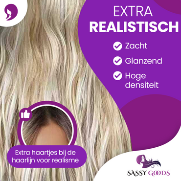 Blonde Pruik met Golvend Haar - 60 cm