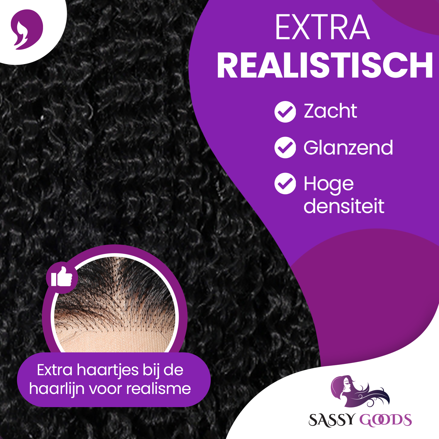 Luxe Lace Wig 13*4 Krullend Zwart Haar