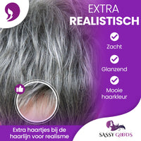 Pixie Pruik Zilver Grijs - Pruiken Dames 30% Echt Haar Pruik Sassy Goods 