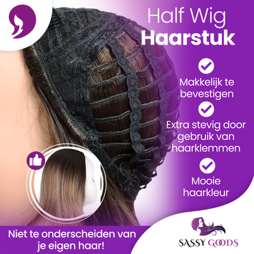 Halve Pruik - Hair Extensions Haarstuk - Ombre Bruin - Half Wig - 60 cm