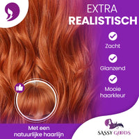 Koperen Pruik met Pony Lang Haar Pruik Sassy Goods 