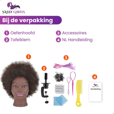 Oefenhoofd Kappershoofd 100% Echt Haar Oefenhoofd Sassy Goods 