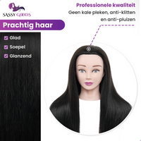 Zwart Oefenhoofd Kappershoofd 50% Echt Haar