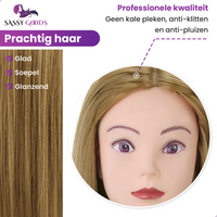 Oefenhoofd 80% Echt Haar Donkerblond