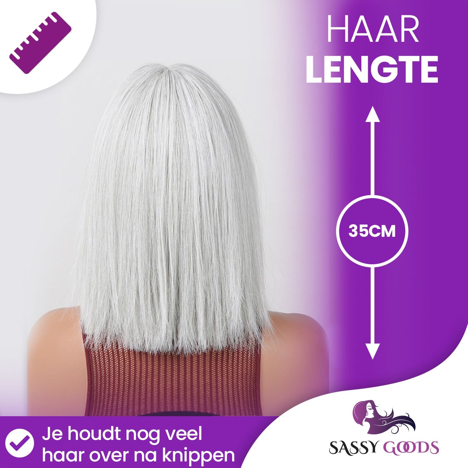Zilver Korte Pruik Pruik Sassy Goods 