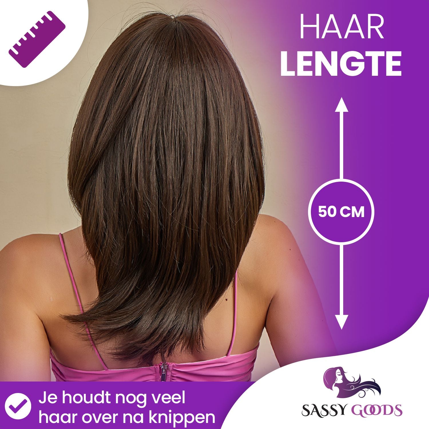 Kastanjebruine Pruik met Lagen Pruik Sassy Goods 
