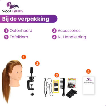 Oefenhoofd Kappershoofd Bruin 80% Echt Haar
