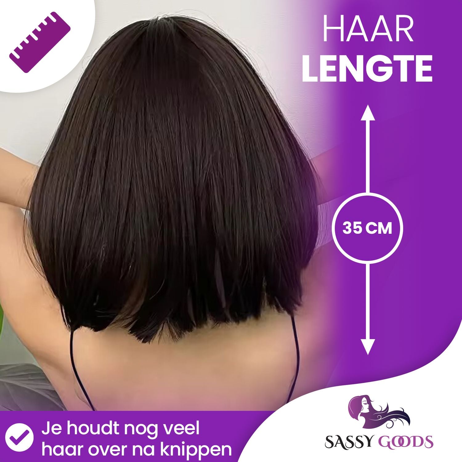 Donkerbruine Pruik Kort Pruik Sassy Goods 