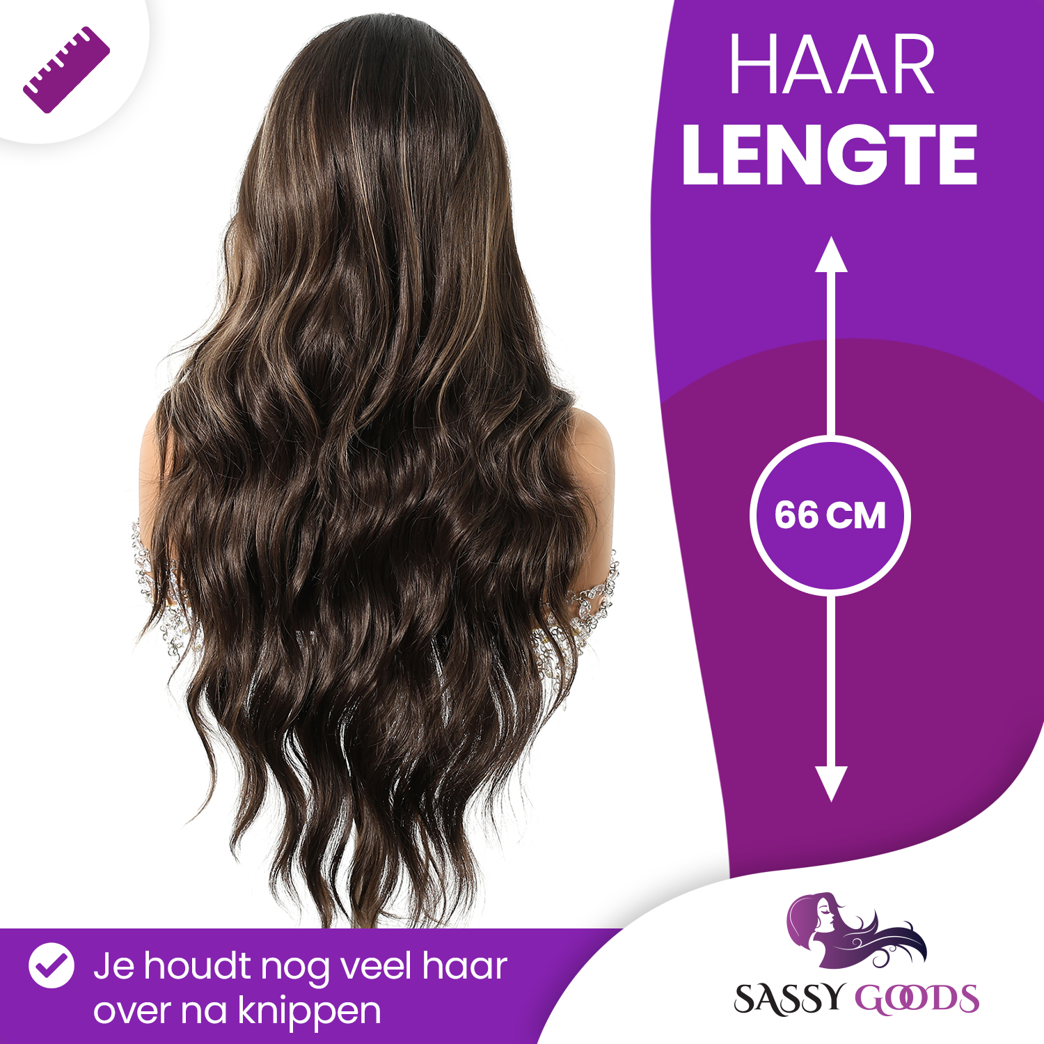 Bruine Lace Wig met Highlights