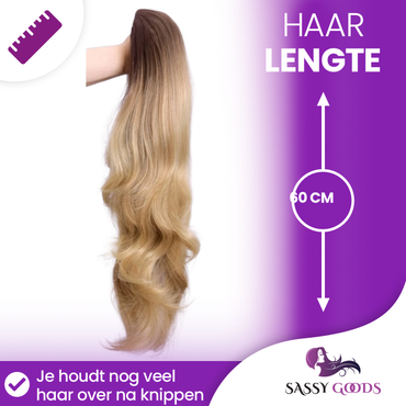 Halve Pruik - Hair Extensions Haarstuk - Ombre Blond - Half Wig - 60 cm