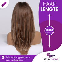 Licht Bruine Pruik met Lagen - 60 cm