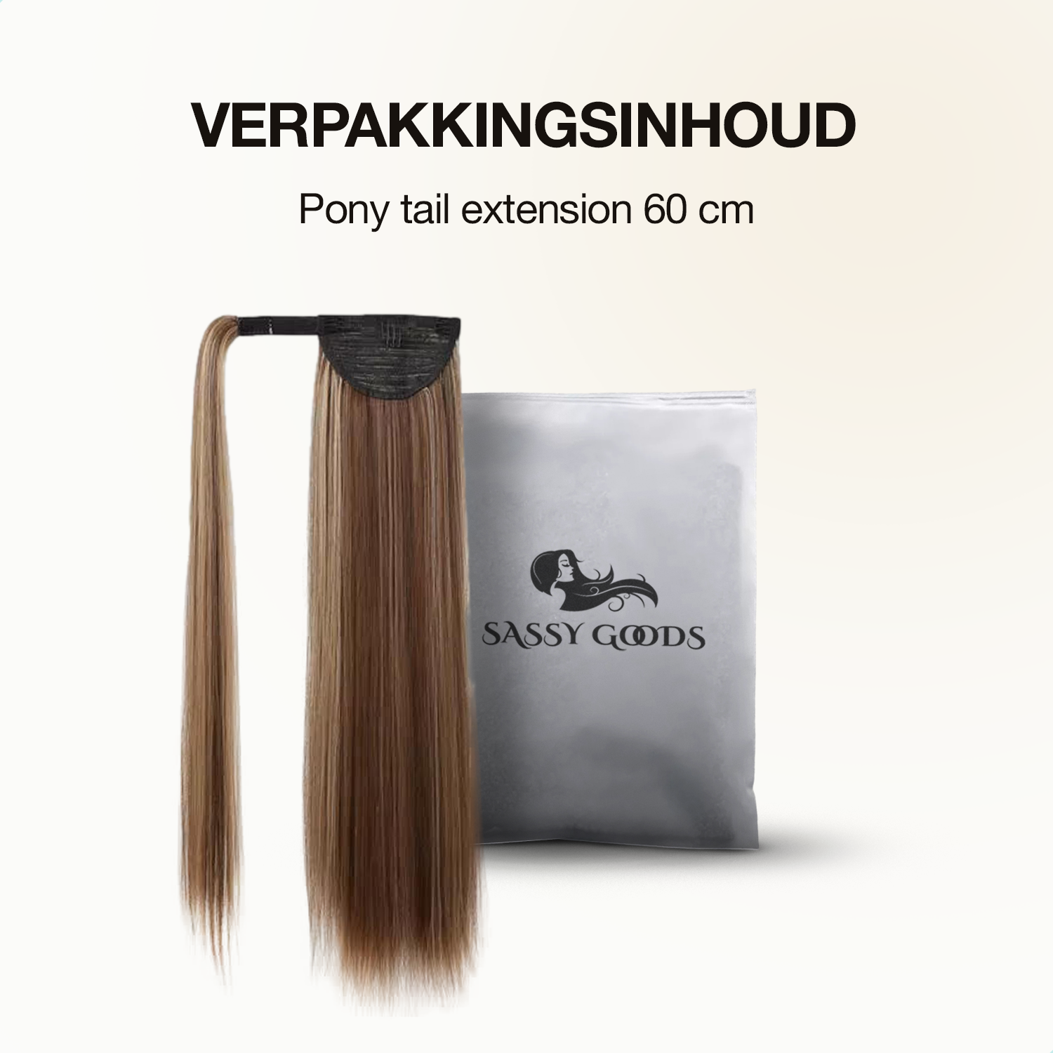 Wrap Around Ponytail Haar Extensions Paardenstaart Extension - As Bruin - Steil - 60 cm