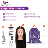 Oefenhoofd 80% Echt Haar Donkerbruin