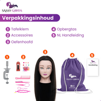 Zwart Oefenhoofd Kappershoofd 50% Echt Haar