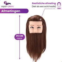 Kappershoofd - Kapperspop - Oefenhoofd Man - Bruin - 35 cm Oefenhoofd Sassy Goods 