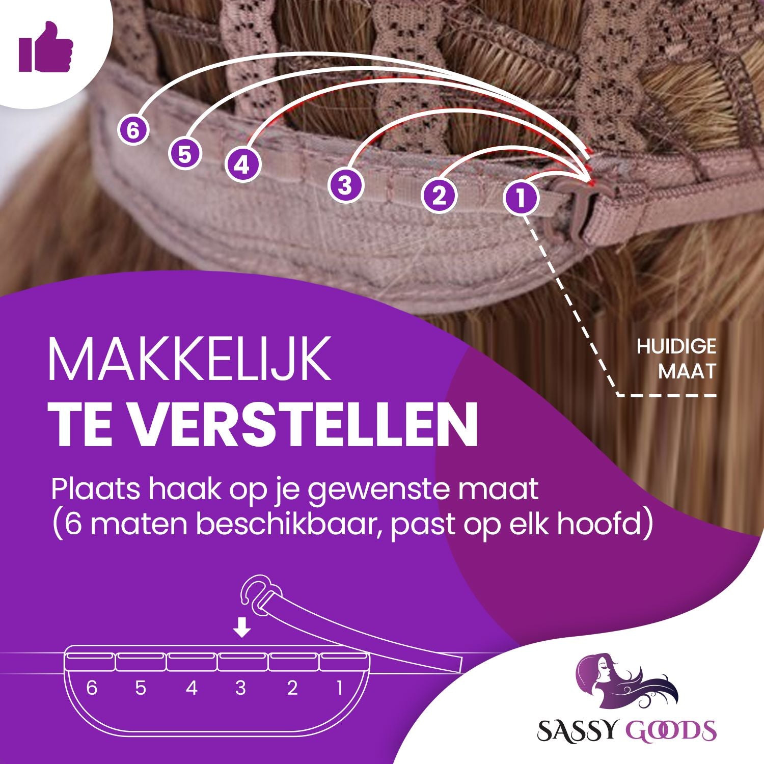 Koper Oranje Pruik met Pony Kort Pruik Sassy Goods 