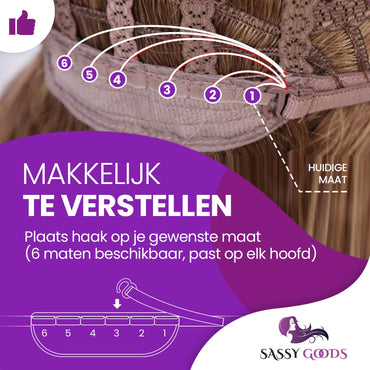 Koper Oranje Pruik met Pony Kort Pruik Sassy Goods 