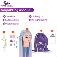 Oefenhoofd Kappershoofd Roze Blauw - 70 cm Oefenhoofd Sassy Goods 