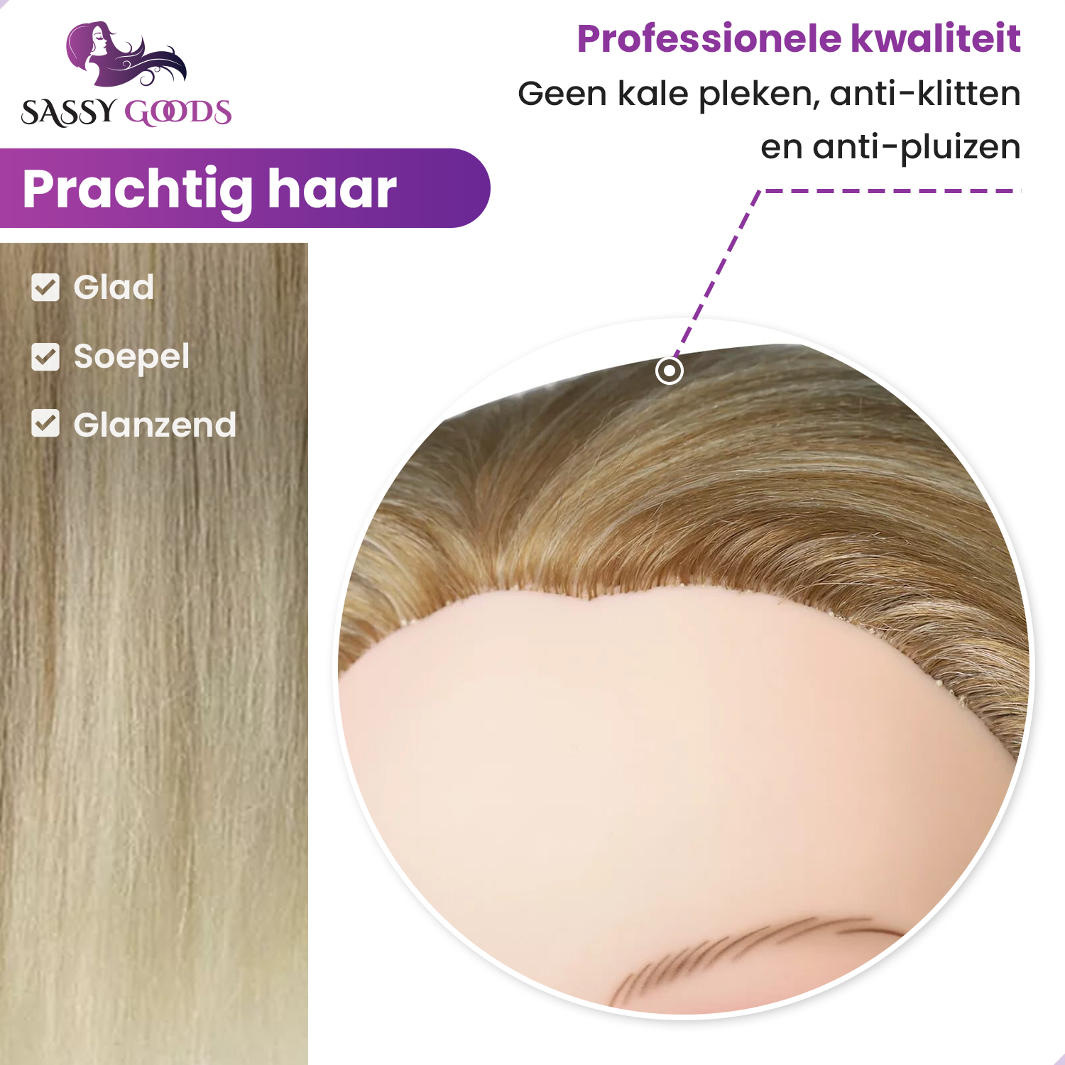 Blond Ombre Oefenhoofd Kapperspop met Statief & Styling Accessoires - Geschikt om te stijlen, knippen en vlechten