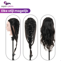 Zwart Oefenhoofd Kappershoofd 50% Echt Haar