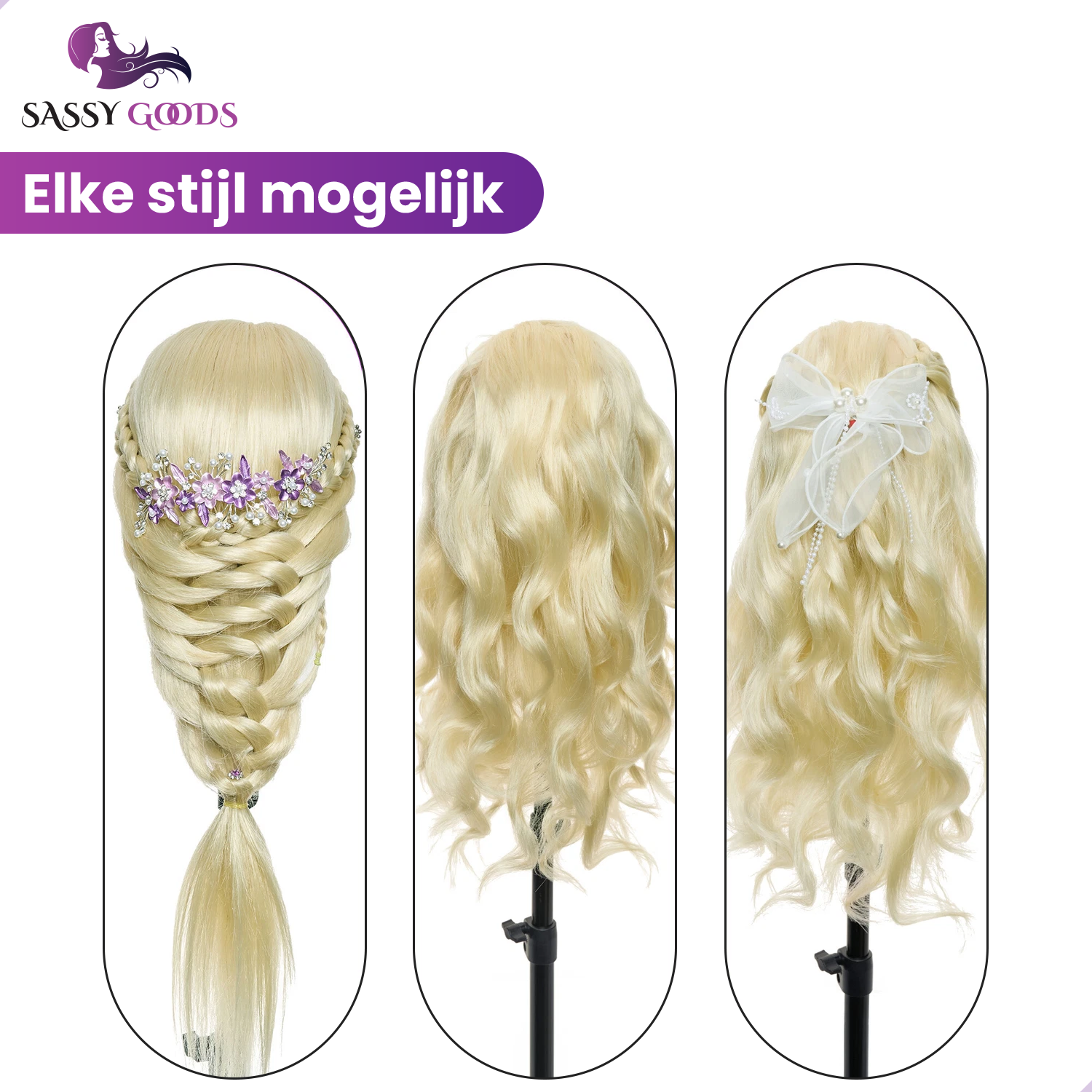 Blond Oefenhoofd Kappershoofd 50% Echt Haar
