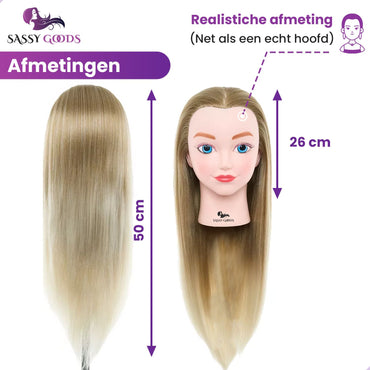 Kappershoofd oefenhoofd blond - incl. styling accessoires