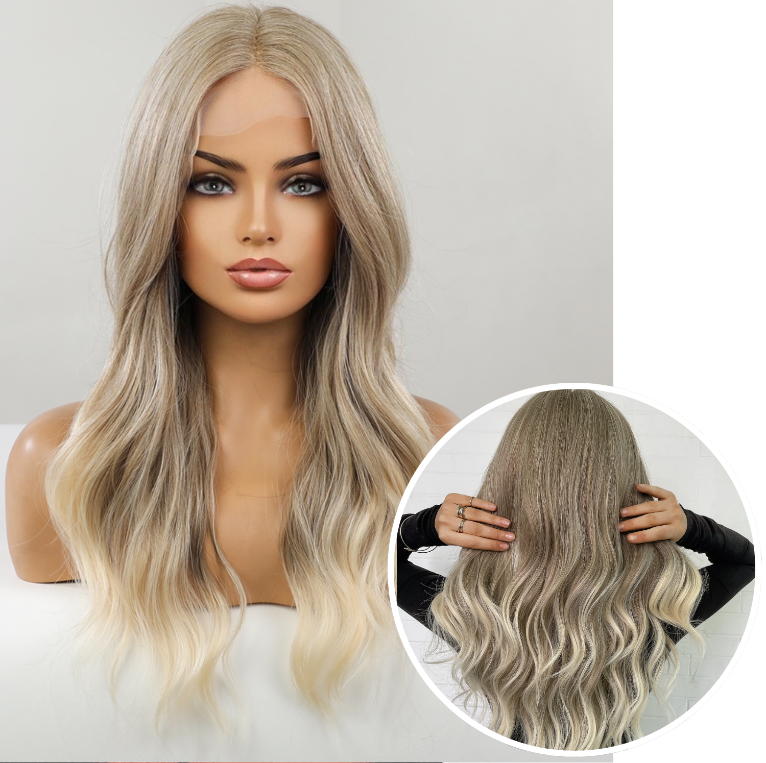 Luxe Ombre Blonde Front Lace Wig -  Balayage 55 cm