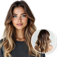 Luxury Ombre Light Brown &amp; Blonde Front Lace Wig - 55 cm