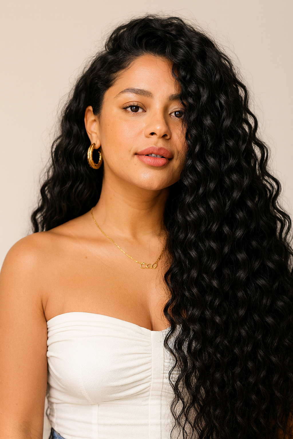Set van 7 Synthetische Krullen Hair Extensions Zwart