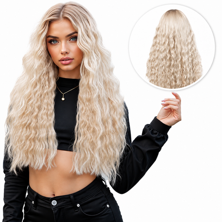 Luxe Pruik Lace Front Wig met Krullen Blond