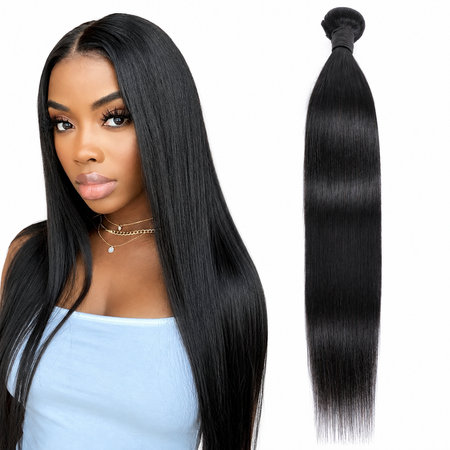 Premium zwarte hair extensions weave 100% human hair - steil haar - 20 inch / 50 cm
