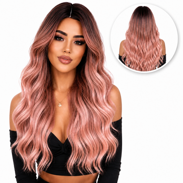 Roze Pruik -  Dames Pruiken - 70 cm