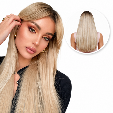 Blonde Pruik met Pony Steil - 70 cm