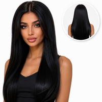 Luxe Zwarte Pruik Lace Front Wig Zwart Steil