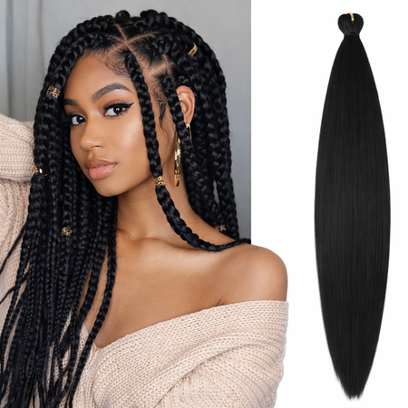 1 x Zwarte Braided hair Bundel Extensions Synthetisch Haar